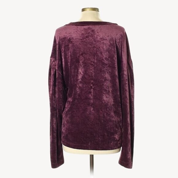 Free People Burgundy Velvet Dolman Sleeve Relaxed Fit Slouchy Top - Picture 4 of 8